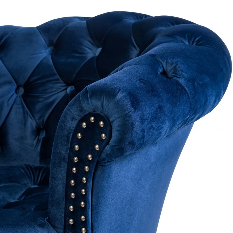 Фотьойл Честърфийлд Людовик, синьо кадифе